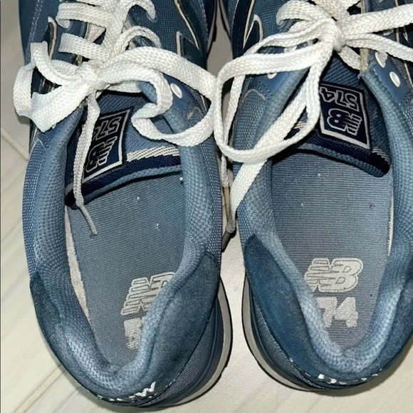 New Balance 574 “Pique Polo”  Blue Sneakers Classic Suede Mesh - Picture 9 of 15